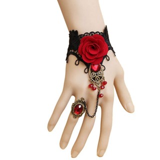 สินค้า ถุงมือโลหะลายดอกกุหลาบสีแดงสำหรับผู้หญิง