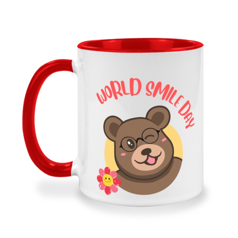 แก้วเซรามิคกาแฟสกรีนข้อความ-world-smile-day-แก้วมากมายหลากหลายสีให้เลือก-ของขวัญ-ของที่ระลึก