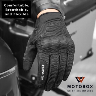 21. ถุงมือผ้าตาข่าย ถุงมือเต็มนิ้ว แบรนด์ Motowolf 0312 ถุงมือผ้ายีดหยุ่นสูง ระบายอากาศ โลโก้สะท้อนแสง สัมผัสหน้าจอได้