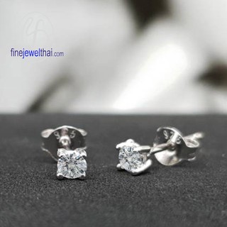 Finejewelthai ต่างหู-ต่างหูเพชร-ต่างหูเงิน-เพชรสังเคราะห์-เงินแท้ 925/Diamond CZ-Silver-Design-Earring - E2165cz00