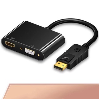 2IN1 HDMI+VGA DisplayPort To HDMI+VGA  Aluminum 4Kx2K Adapter, DP Display Port To HDMI/VGA Converter Male To Female