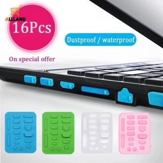 16 ชิ้น / เซต ปลั๊กซิลิโคน แล็ปท็อป ที่มีสีสัน / จุกกันฝุ่น กันน้ํา สําหรับโน้ตบุ๊ก PC / อินเตอร์เฟซ USB ฝาครอบป้องกันฝุ่น