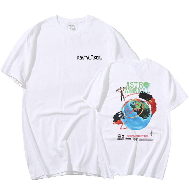 ราคาเสื้อยืดแขนสั้นพิมพ์ลายtravis-scott-fort-night-cotton-t-shirt-mens-women-kanye-west-print-harajuku-t-shirts-hip-hop