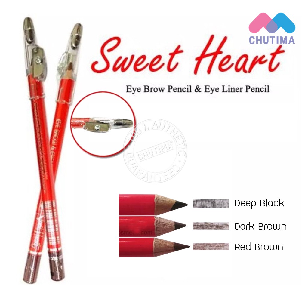ภาพหน้าปกสินค้าดินสอเขียนคิ้ว ด้ามแดงพร้อมกบเหลา สวีทฮาร์ท Sweet Heart Eye Brow Pencil จากร้าน chutima.online บน Shopee