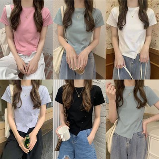 CO.mini ✨เสื้อยืดแขนสั้นผู้หญิง เสื้อยืดสีพื้น เกาหลี เสื้อผ้าวัยรุ่นแฟชั่น สีพื้น