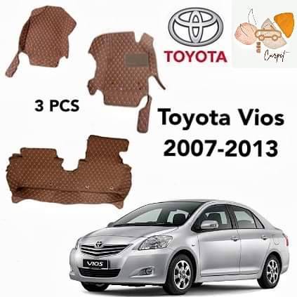 พรมปูพื้นเข้ารูปรถยนต์-toyota-vios-2007-2013-3pcs-หนังแท้-มี-10สี-พรมปูพื้นรถยนต์-พรมรถยนต์