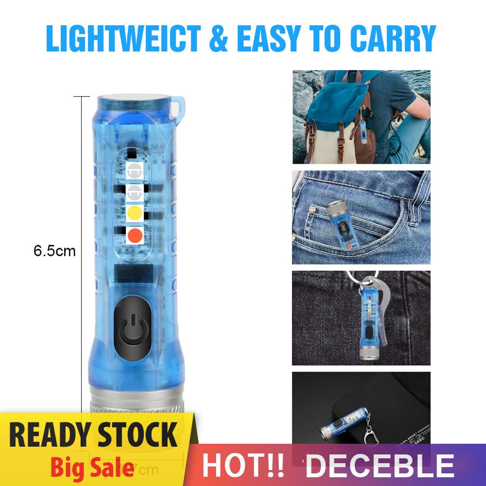 deceble-mini-keychain-torch-with-buckle-usb-rechargeable-edc-emergency-flashlight