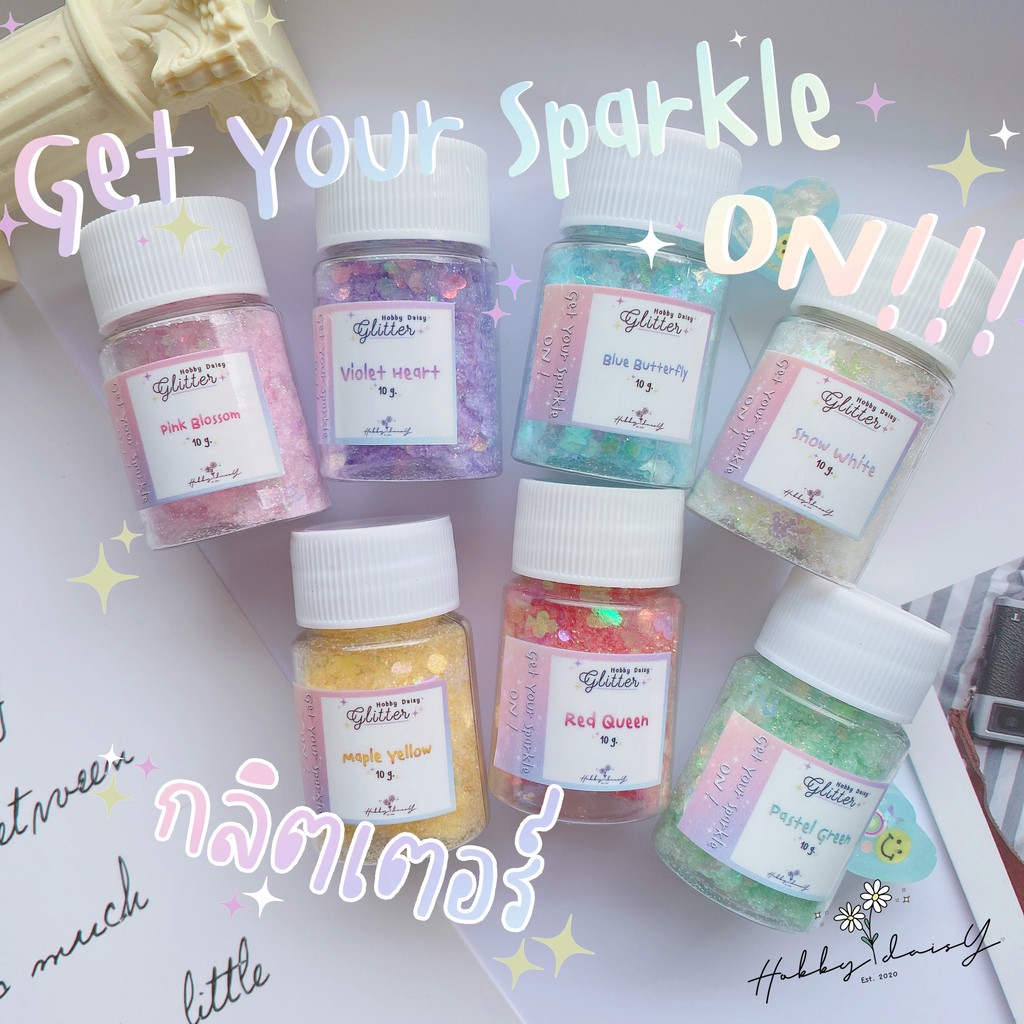 ภาพหน้าปกสินค้ากลิตเตอร์ตกแต่ง Diy ผสมเลื่อม 7 สีใหม่ สุดน่ารัก glitter สำหรับตกแต่งเล็บ ตกแต่งเรซิ่นหรือ Diy จากร้าน hobbydaisy บน Shopee