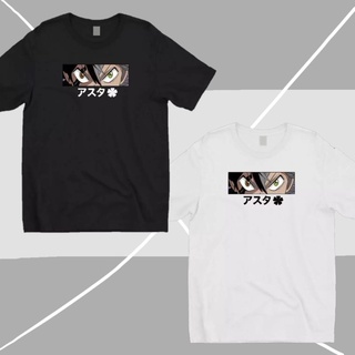 เสื้อขาว - [แร็ปเปอร์] อะนิเมะ Asta สีดําโคลเวอร์ออกแบบแฟชั่นเสื้อผ้าเสื้อยืดผ้าฝ้าย "4 ขนาด S, M,
