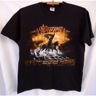 เสื้อยืดวินเทจเสื้อยืดผ้าฝ้าย พิมพ์ลาย Saxon 2012 Heavy Metal Thunder Live Eagles Over Wacken concert tour M PAebfb33BOo