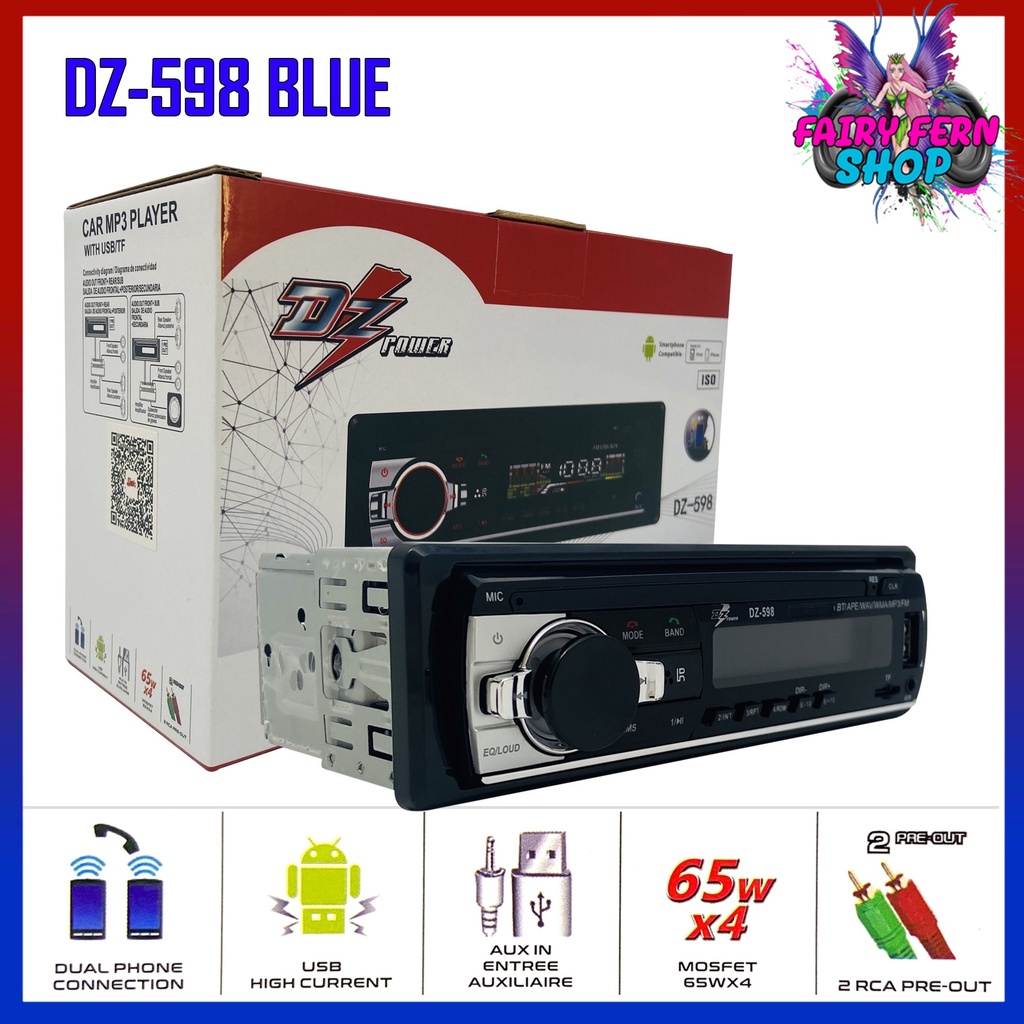 dz-598-blue-series-เครื่องเสียงรถยนต์-เครื่องเล่น1din-บลูทูธ-วิทยุรถยนต์-วิทยุ1din-วิทยุ-mp3-usb-บลูทูธ