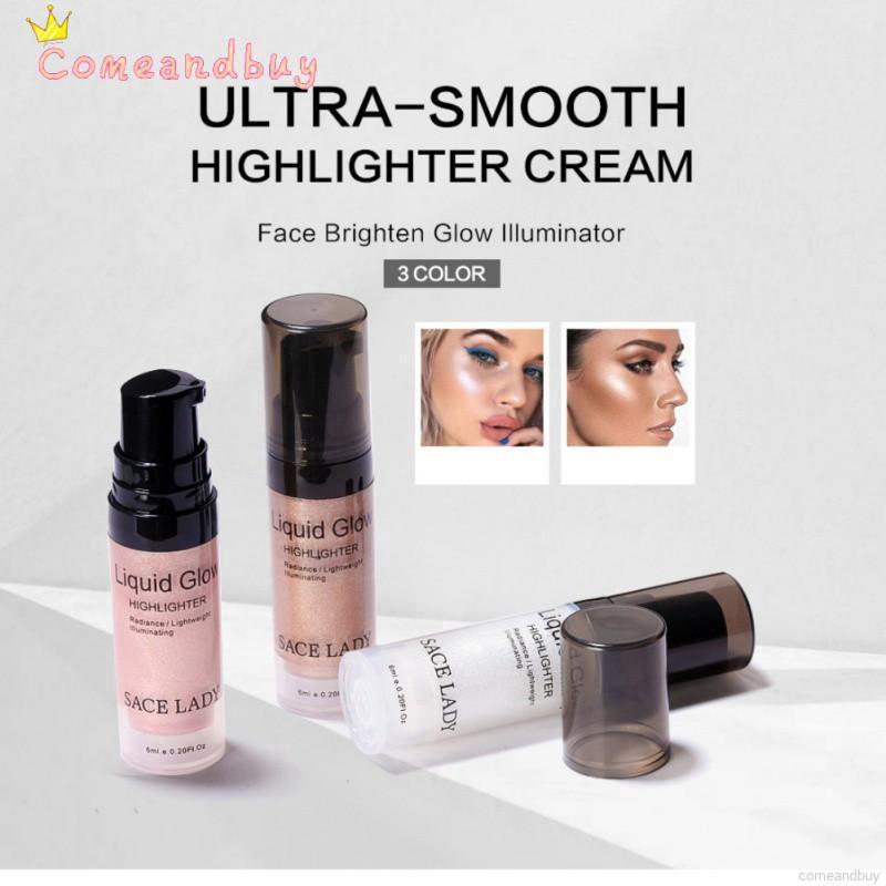 Liquid Highlighter Makeup Shimmer Glow Brighten Face Cream Bronzer Contour Cosmetic