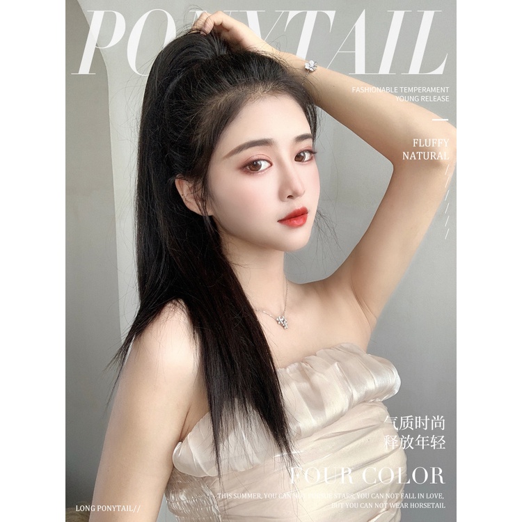 พร้อมส่ง-แฮร์พีช-หางม้า-สไตล์เกาหลี-ผมยาวตรง-45cm-สไตล์กิ๊บ