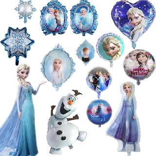 ลูกโป่งฟอยล์ ฮีเลียม รูปเกล็ดหิมะ ลาย Anna Elsa Olaf 2 สำหรับตกแต่งปาร์ตี้คริสต์มาส วันเกิด