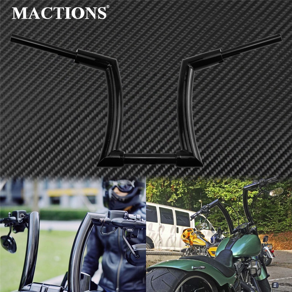 Motorcycle 12" 14" 16" Rise Handle Bar Gloss Black Aluminum Handlebars