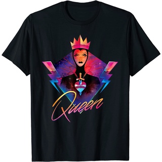 เสื้อยืดผ้าฝ้ายพรีเมี่ยม เสื้อยืด พิมพ์ลาย Disney Villains Evil Queen Neon 90s