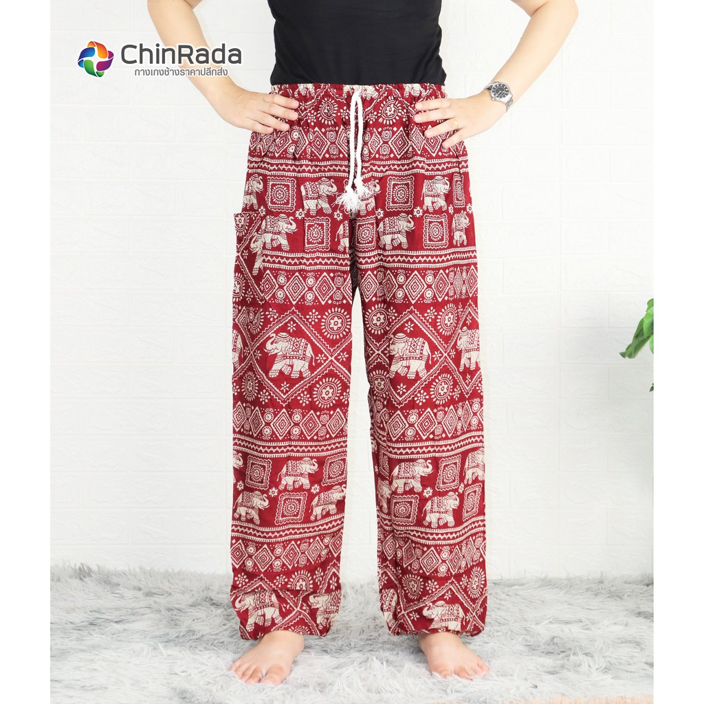 ภาพหน้าปกสินค้ากางเกงช้างผ้าเมมเบิดสุดฮิตลายแสตมป์ เอวเชือก  (พร้อมส่งจากไทย) ถูกและดีที่สุด จากร้าน chinrada บน Shopee