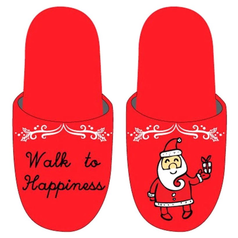 ซื้อ-1-คู่-แถม-1-คู่-รองเท้าเดินในบ้าน-ลาย-walk-to-happiness-สีแดง