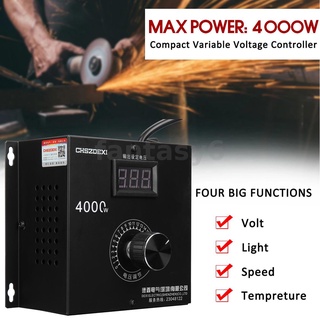 Ac 220V 4000W มินิ แบบพกพา SCR ตัวควบคุมแรงดันไฟฟ้า ตัวแปรความเร็ว มอเตอร์ พัดลม หรี่แสง ตัวควบคุม