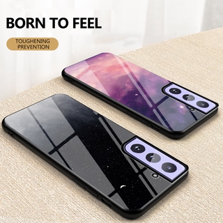 Ready Stock เคส Samsung Galaxy S21 S21+ Plus S21 Ultra Hard Case Glass Color Starry Sky Pattern Glossy Anti-scratch Back Cover Phone Casing เคสโทรศัพท์