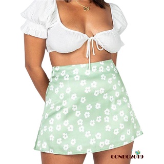 HGM-Women Floral Print Skirt, Summer Casual Breathable High Waist Hidden Zipper Short Skirt