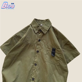 [BXPB] เสื้อเชิ้ตแขนสั้นลําลอง ผ้าฝ้ายแท้ ทรงหลวม สวมใส่สบาย แฟชั่นใหม่ สําหรับเด็กผู้ชาย ผู้หญิง อายุ 3-15 ปี