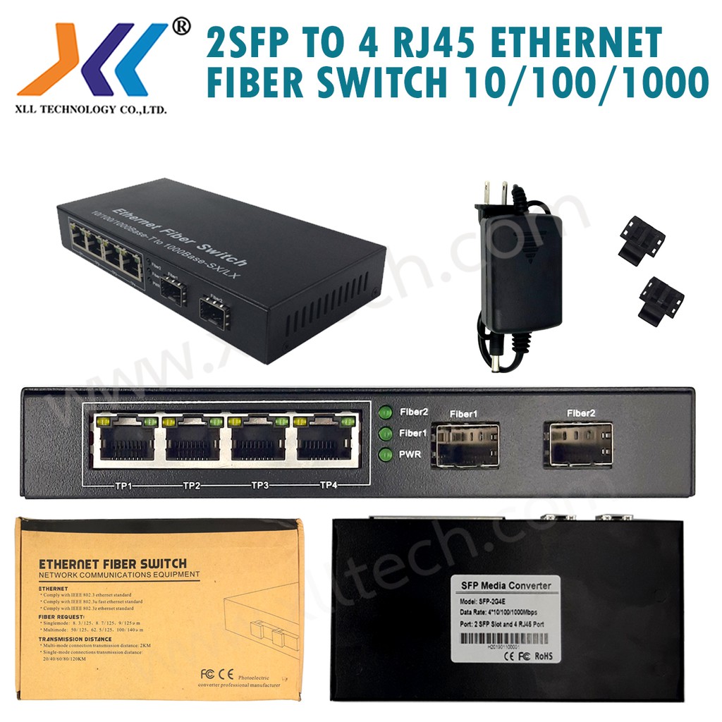 sfp-4-port-ethernet-fiber-switch-10-100-1000รหัส-md010