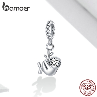 Bamoer Real Silver 925 Pendant with Sloth Shape For Bracelet DIY Charm Jewellery SCX124