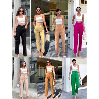 🦋🦋Alie layers high-waist pants กางเกงเอวสูงปิดสะดือทรงขากระบอกเล็ก