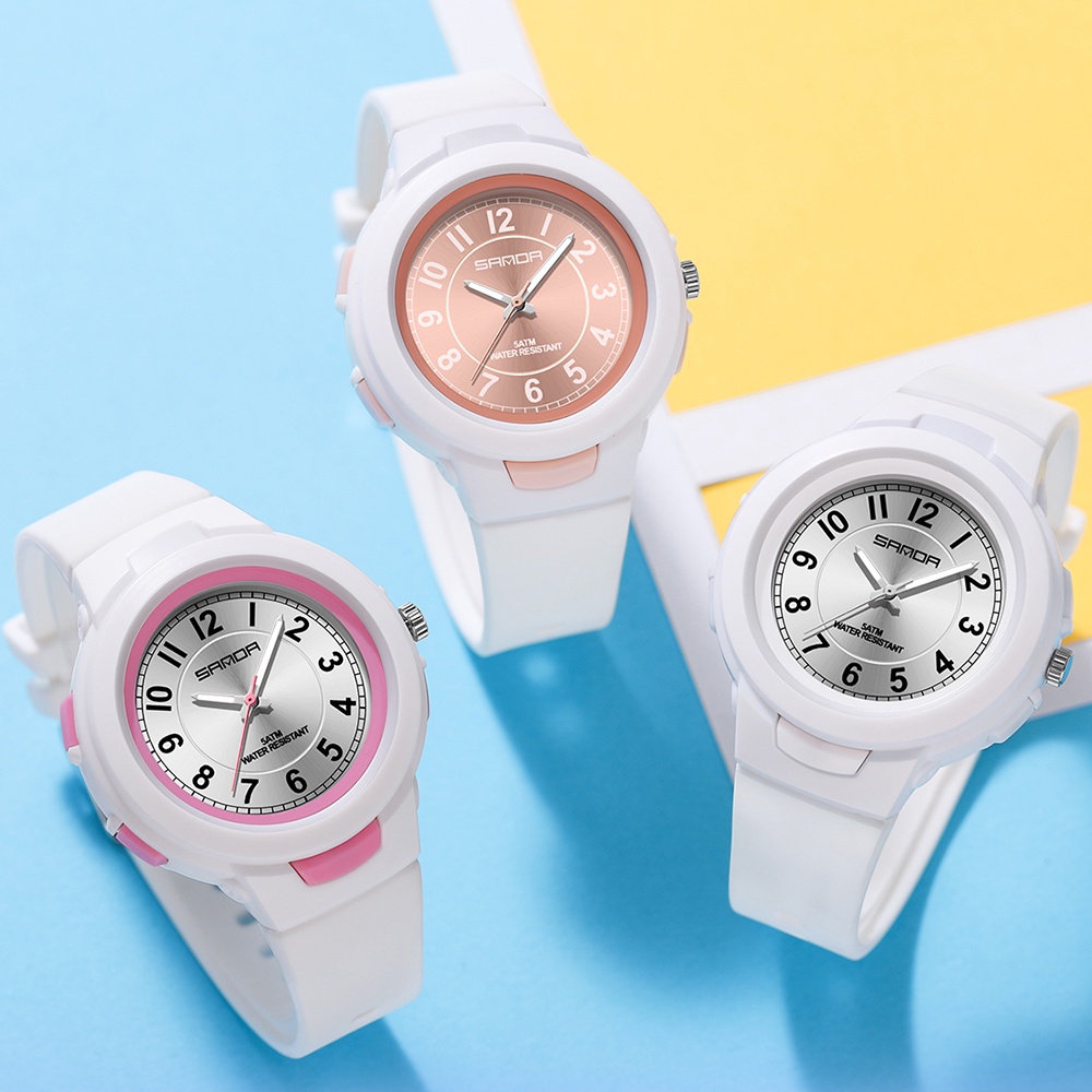 ภาพหน้าปกสินค้าSanda 2022 นาฬิกาข้อมือสปอร์ต กันน้ํา สีพื้น สําหรับเด็กผู้ชาย ผู้หญิง 6095-9 จากร้าน sanda.th บน Shopee