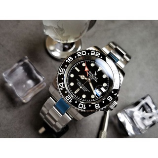 นาฬิกา OceanX VSMS-GMT511 (ออโต้ GMT เบเซลสีดำเรียบๆ)