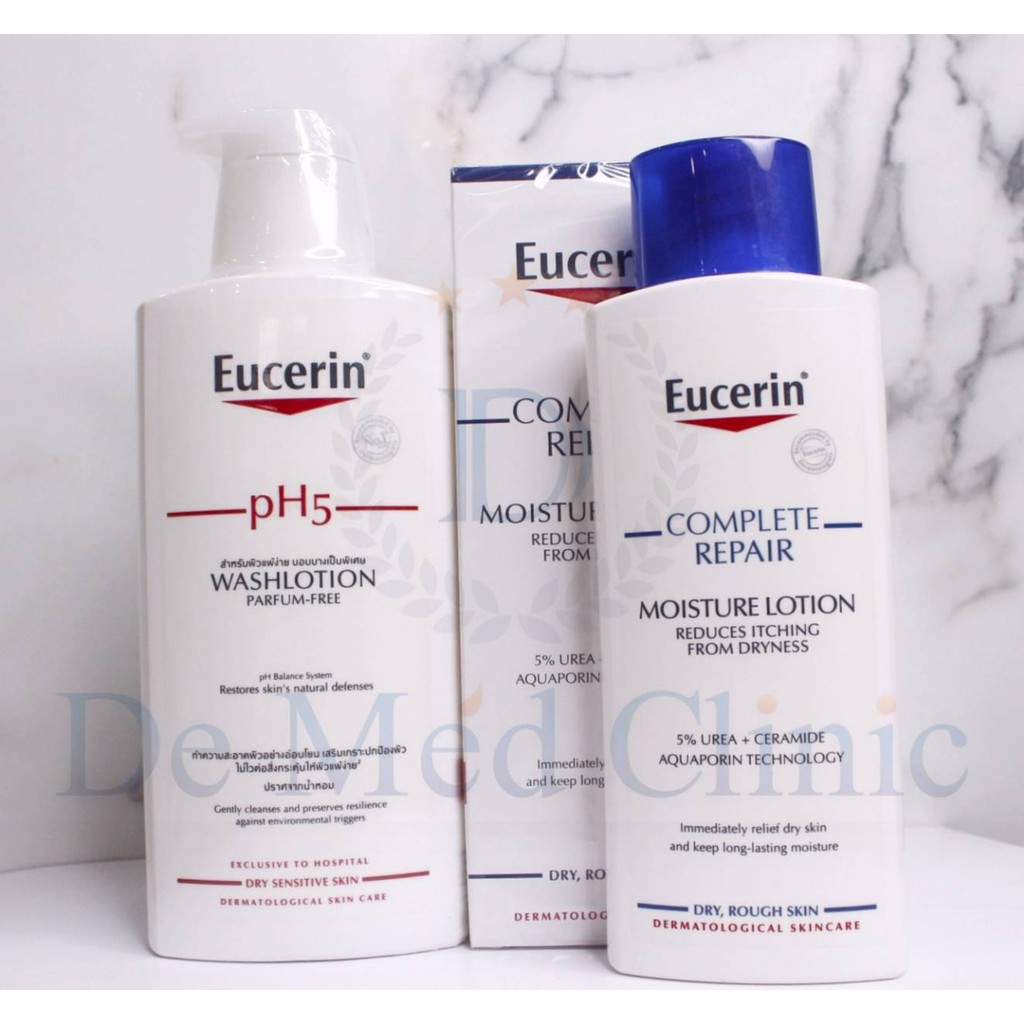 setคู่พิเศษ-eucerin-complete-repair-moisture-lotion-250-ml-eucerin-ph5-washlotion-perfume-free-400-ml-ราคาสุดพิเศษที่dem