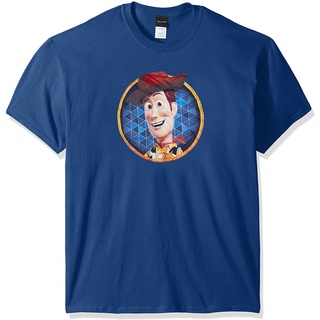 เสื้อยืดวินเทจ100%cotton เสื้อ ยืด ราคา ส่ง Disney Mens Toy Story Woody Circle Graphic T-Shirt men เสื้อ ยืด ผู้ชาย คอก