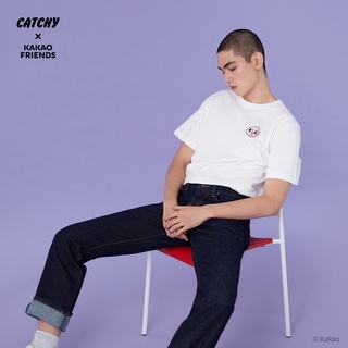 CATCHY x Kakao Friends เสื้อยืด คอกลม ปัก Apeach เอพีช ลิขสิทธิ์แท้ พร้อมส่งจากไทย ผ้า Cotton100% ผู้หญิง ผู้ชาย
