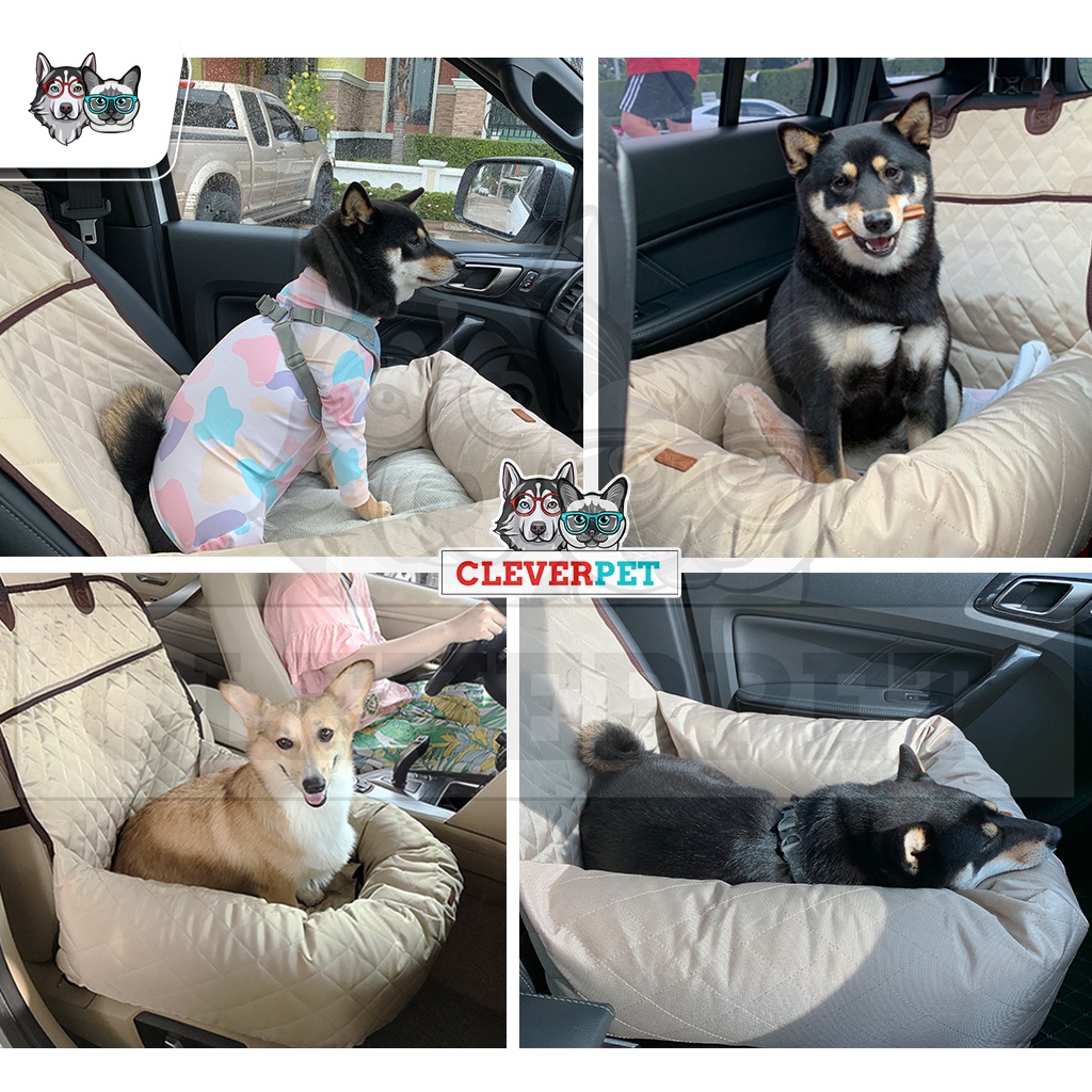 พร้อมส่ง-dog-car-seat-เบาะรองนั่งในรถ-สำหรับสุนัขและแมว-เบาะรองนั่งสุนัขในรถ-เบาะนอนสุนัข-doglemi-cleverpet