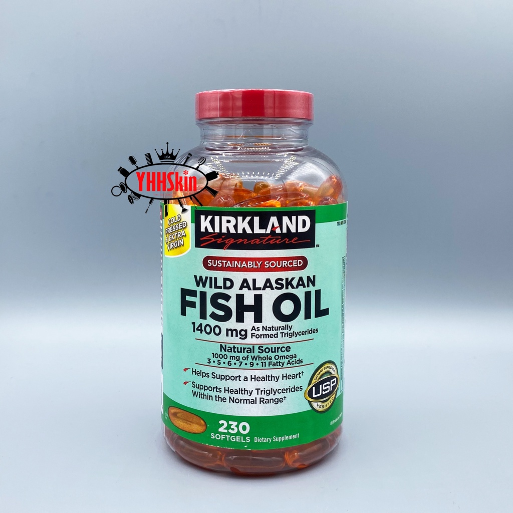 Kirkland Signature Wild Alaskan Fish Oil 1400mg 230 Softgels ( 230 เม็ด