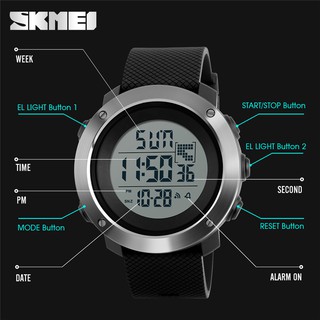 skmei นาฬิกาข้อมือดิจิตอล led chronograph แนวสปอร์ตแฟชั่นผู้ชาย