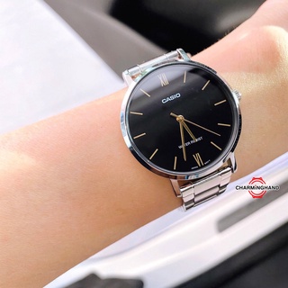 นาฬิกาข้อมือผู้หญิงแท้ Casioแท้ นาฬิกา คาสิโอลดราคา ตัวเลขโรมัน นาฬิกาสแตนเลสสีเงิน ย้ำขายเฉพาะของแท้ มีใบรับประกัน