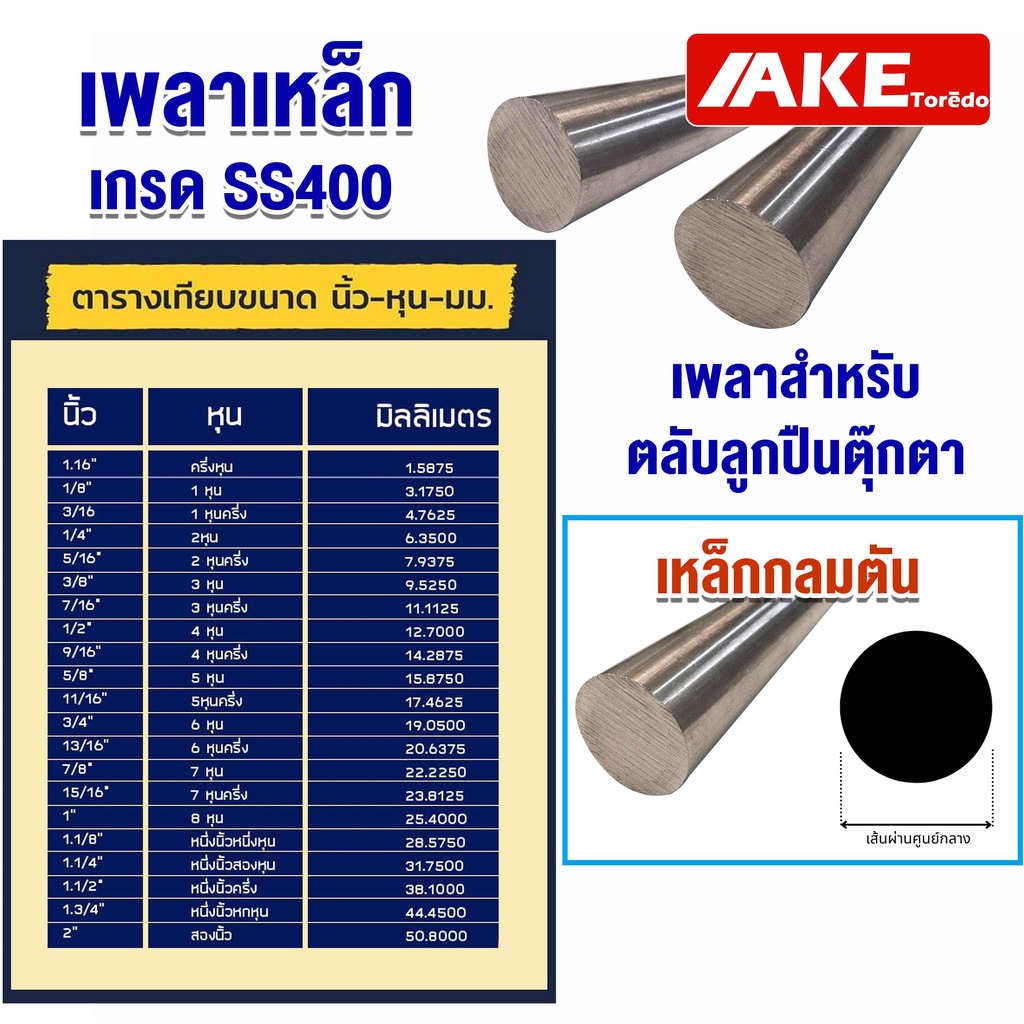 เพลากลม-เหล็กเพลา-ขนาด-1นิ้ว2หุน-31-75-mm-1นิ้วครึ่ง-38-10-mm-2นิ้ว-50-80-mm-เพลาขาว-เกรดss400-โดยake