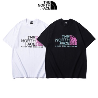 เสื้อยืดสีขาวเสื้อลําลอง ♥The♢North ** เสื้อยืดแขนสั้น ผ้าฝ้าย พิมพ์ลายโลโก้ สไตล์คลาสสิก สําหรับผู้ชาย และผู้หญิง