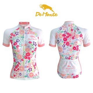 DeMonte Cycling เสื้อจักรยานผู้หญิง ลายดอกไม้จีน เนื้อผ้า Microflex ระบายอากาศดีมาก