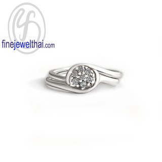 Finejewelthai-แหวน-แหวนเซ็ต-แหวนเพชร-แหวนเงินแท้-Set-Diamond-CZ-Silver-Ring-R140400_1405CZ