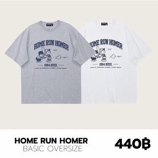 THEBOY-HOME RUN HOMER เสื้อยืดโอเวอร์ไซส์ไหล่ตกนำเข้