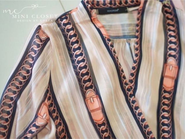 เสื้อลายทางโซ่วินเทจ-ผ้าชีฟองวิ้ง-ยอกเลยเนื้อผ้านิ่มมาก