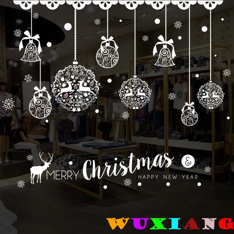 wuxiang-สติกเกอร์ติดผนัง-จี้สีขาว-ตกแต่งคริสต์มาส