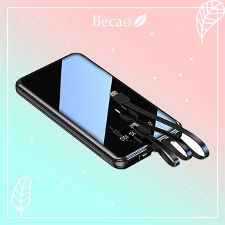 Becao ที่ชาร์จแบบพกพา Mini Power Bank สายเคเบิลในตัว ภายนอก แบตเตอรี่ Power Bank