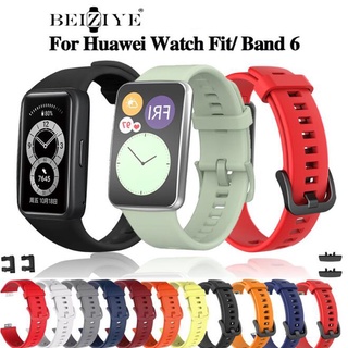 ( beiziye ) สายนาฬิกาซิลิโคน สำหรับนาฬิกาอัจฉริยะ huawei band 6/watch fit