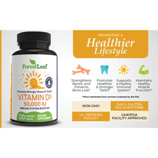 ภาพขนาดย่อของภาพหน้าปกสินค้าวิตามินดี 3 Vitamin D3 : 50,000 IU Weekly Supplement 120 Vegetable Capsules - ForestLeaf วิตามินดี VitaminD-3 จากร้าน ilivelife บน Shopee ภาพที่ 4