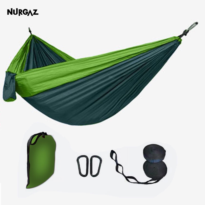 nurgaz-เปล-เปลสนาม-เปลเดินป่า-เปลนอนไนลอน-210t-พร้อมเชือก-เปลผ้าร่ม-เปลญวน-นอนสบาย-รับน้ำหนักได้300กก
