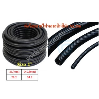 ท่อเฟล็กซ์  ท่ออ่อนลูกฟูก ร้อยสายไฟพลาสติกสีดำ NL206 Size 1"